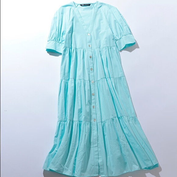 Zara Light Blue Midi Dress - Picture 6 of 7